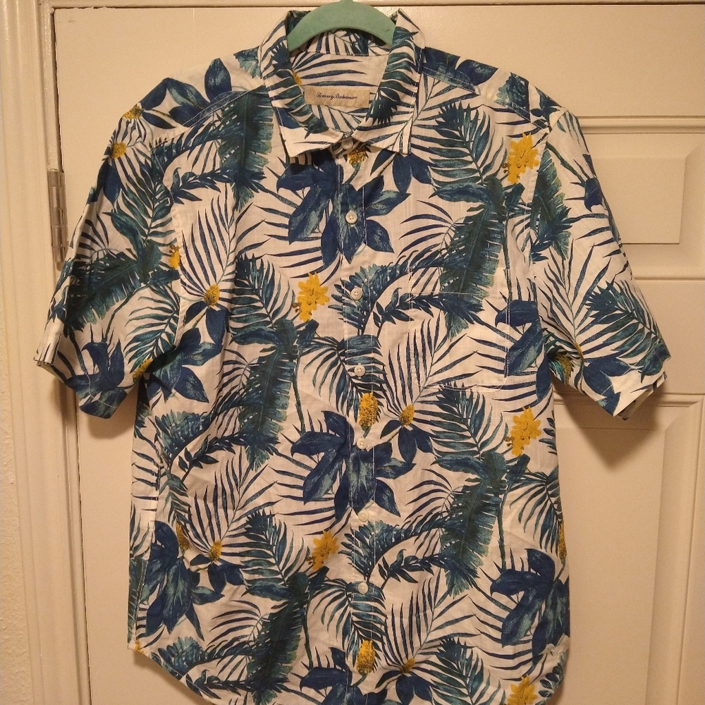 Tommy Bahama Cotton Floral Print Short Sleeve Button Up Shirt Men's sz Large. - Picture 3 of 5